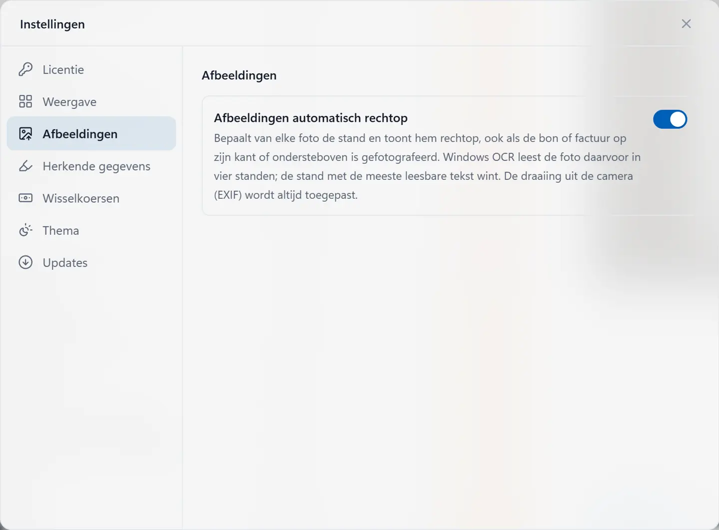 Instellingen, Afbeeldingen: automatisch rechtop.
